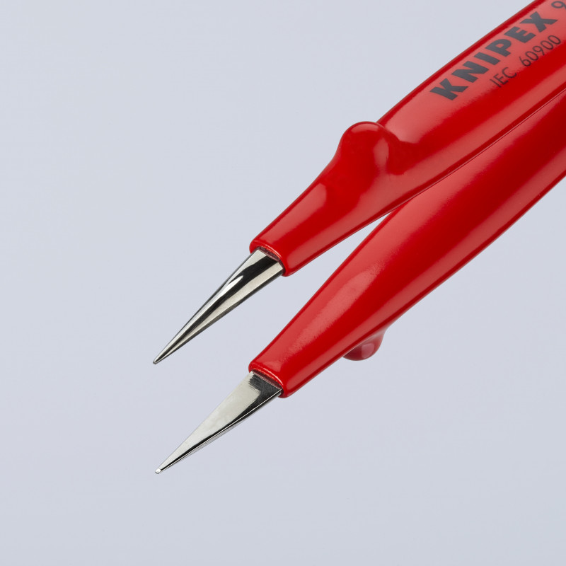 Brucelle de précision 130mm droite - Isolée 1000V - Pointue - Acier nickelé - KNIPEX | 92 27 61