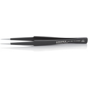 Brucelle de précision 135mm droite ESD Ultrafine Acier inoxydable antimagnétique - KNIPEX | 92 28 72 ESD