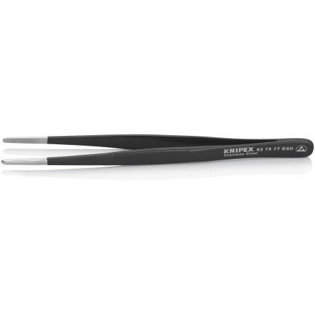 Brucelle de précision 145mm droite ESD Pointes rondes Acier Inox antimagnétique - KNIPEX | 92 78 77 ESD