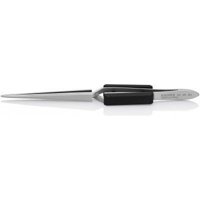 Brucelle de précision 160mm droite - Becs croisés - Pointes fines - Acier chromé - KNIPEX | 92 95 89