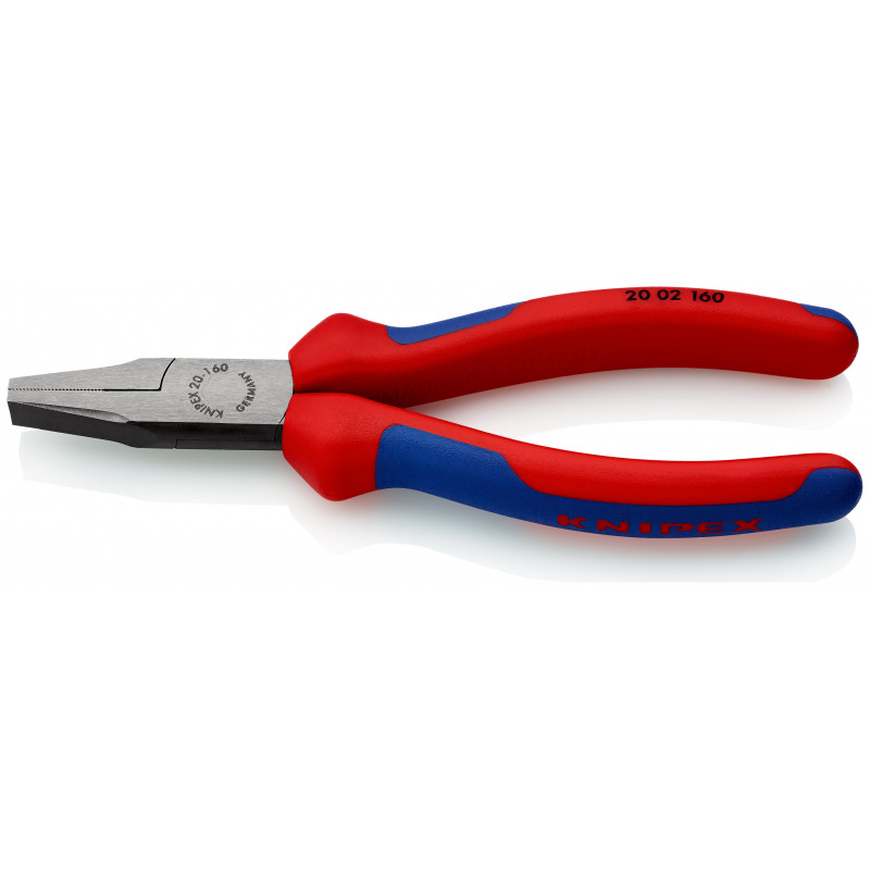 Pince à becs courts et plats - 160mm - Gainage bi-matière - Tête polie - KNIPEX | 20 02 160