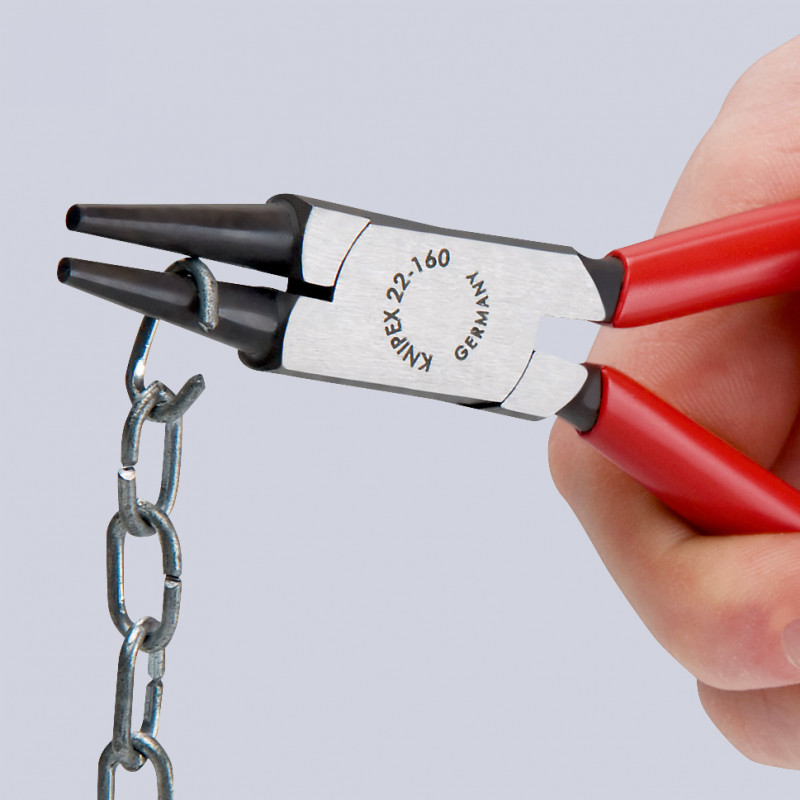 Pince à becs courts et ronds - 160mm - Gainage PVC - Tête polie - KNIPEX | 22 01 160