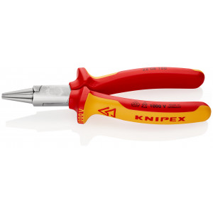 Pince à becs courts et ronds 160mm - Gainage bi-matière - Chromée - Isolée 1000V - KNIPEX | 22 06 160