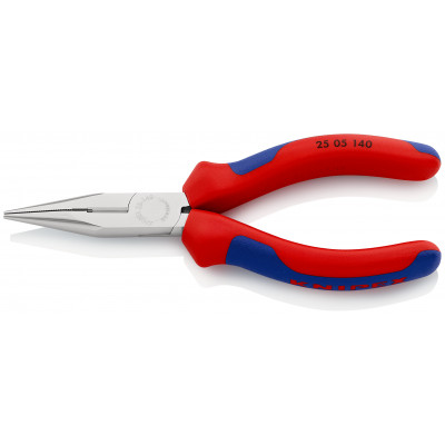 Pince à becs demi-ronds 140mm avec tranchant - Gainage PVC - Chromée - KNIPEX | 25 05 140