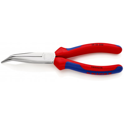 Pince de mécanicien 200mm - Becs demi-ronds striés coudés 40° Bi-matière Chromée - KNIPEX | 38 25 200