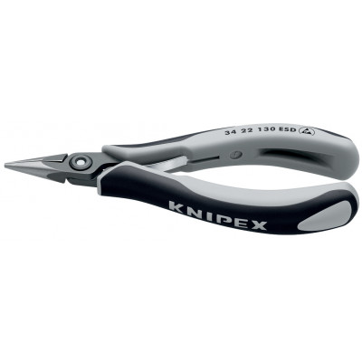 Pince de préhension de précision - Becs demi-ronds - 130mm - Bi-matière - ESD - KNIPEX | 34 22 130 ESD