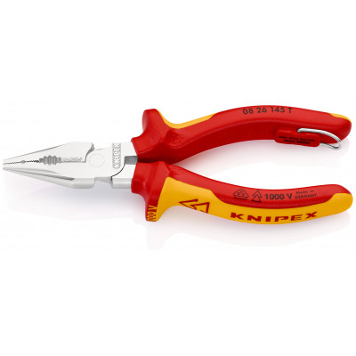Pince universelle 145mm avec tranchant Chromée isolée 1000V Antichute Sur carte - KNIPEX | 08 26 145 T BK