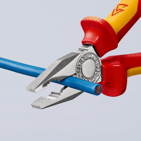 Pince universelle 180mm avec tranchant - Bi-matière - Chromée - Isolée 1000V - KNIPEX | 03 06 180