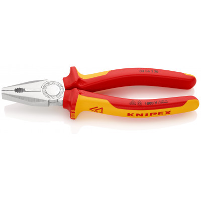 Pince universelle 200mm avec tranchant - Bi-matière - Chromée - Isolée 1000V - KNIPEX | 03 06 200