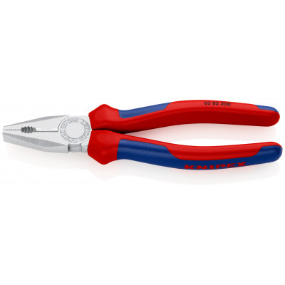 Pince universelle 200mm avec tranchant - Gainage bi-matière - Chromée - KNIPEX | 03 05 200