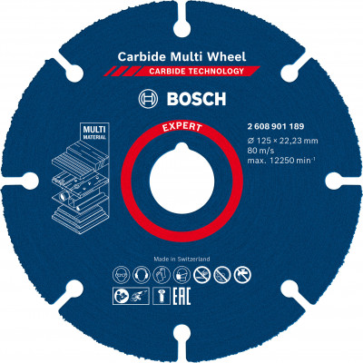 Disque à tronçonner Expert Carbide Multi Wheel 125 mm, 1 mm, 22,23 mm - BOSCH | 2 608 901 189