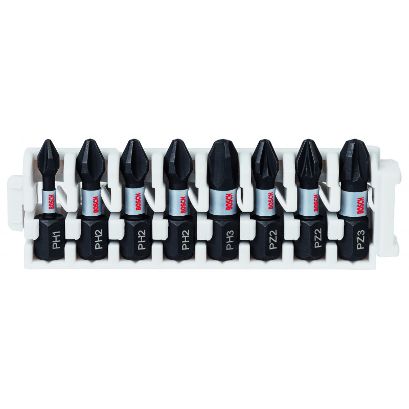 Kit 8 Embouts de vissage qualité Impact PH1 3xPH2 PH3 2xPZ2 PZ3 25mm - BOSCH | 2 608 522 323