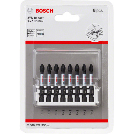 Kit 8 Embouts de vissage qualité Impact PH2 50 mm - BOSCH | 2 608 522 330