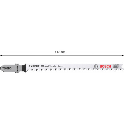 25 Lames scie sauteuse EXPERT HCS Sans éclat Bois 117mm T308BO - BOSCH | 2 608 900 556