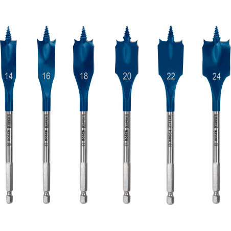 Mèche plate Expert SelfCut Speed 14/16/18/20/22/24 mm 6 pces - BOSCH | 2 608 900 332