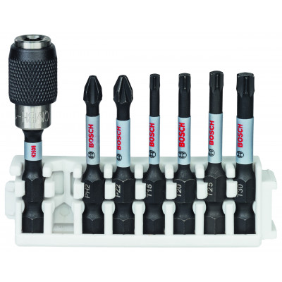 Kit 6 Embouts qualité Impact PH2 PZ2 T15 T20 T25 T30 50 mm + 1 porte-embout - BOSCH | 2 608 522 327