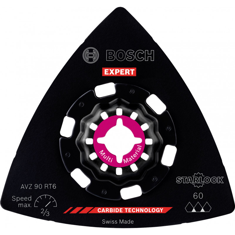 Plateau de ponçage EXPERT Starlock Carbure Multimaterial 90mm AVZ90RT6 - BOSCH | 2 608 900 049
