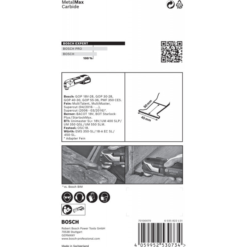 Lame Plongeante EXPERT StarlockPlus Carbure Extra Métal 45mm PAIZ45AIT - BOSCH | 2 608 900 021