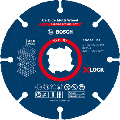 Disque à tronçonner X-LOCK Expert Carbide Multi Wheel 115 mm, 1 mm, 22,23 mm - BOSCH | 2 608 901 192