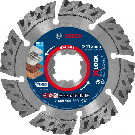 Disque diamand XLOCK Multi-materiaux EXPERT 115x22,23x2.4x12mm - BOSCH | 2 608 900 669