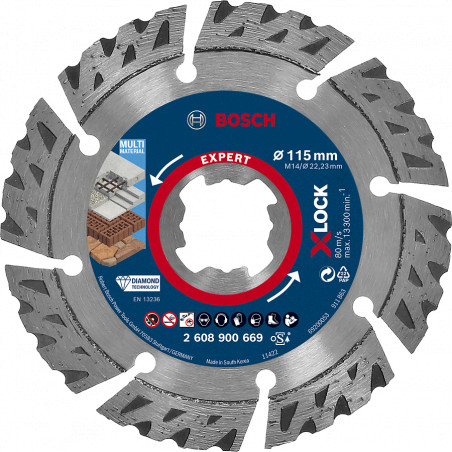 Disque diamand XLOCK Multi-materiaux EXPERT 115x22,23x2.4x12mm - BOSCH | 2 608 900 669