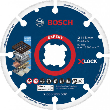 Disque à tronçonner X-LOCK Expert Diamond Metal Wheel 115 x 22,23 mm - BOSCH | 2 608 900 532