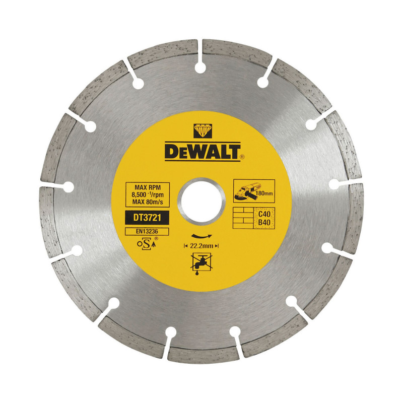 Disque Fritté Segmenté Pour Matériaux de Construction/Béton 180X22.2mm - Dewalt | DT3721