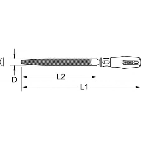 Lime demi-ronde douce emmanchée, L.200 mm KS Tools | 157.0115