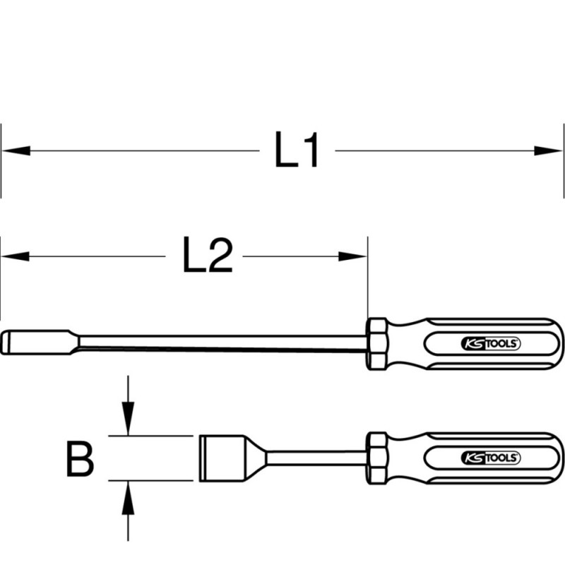 Grattoir emmanché, désaxé de 10° 12,5x300mm - KS Tools | 907.2233