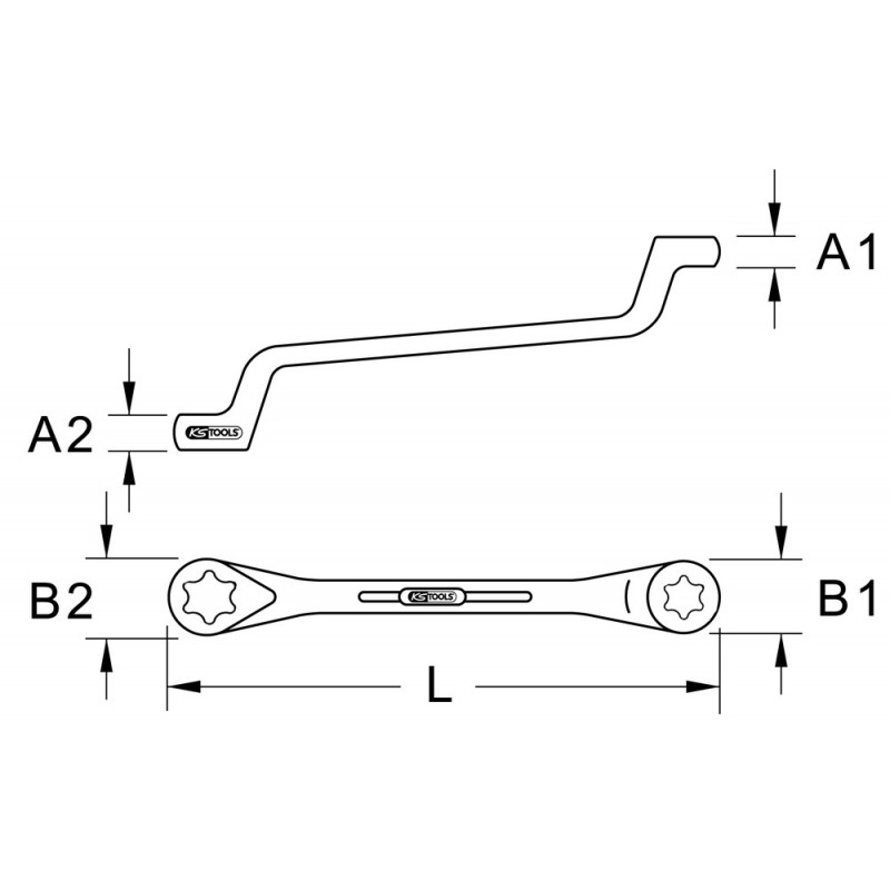 Clé polygonale contre-coudée TORX®, E20xE24 KS Tools | 911.0366