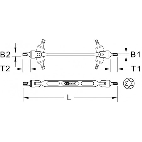 Clé à embout articulé TORX®, T45xT50 KS Tools | 517.0318