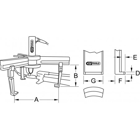 Extracteur universel à 3 griffes pour utilisation avec vérin hydraulique 17 mm KS Tools | 640.2317