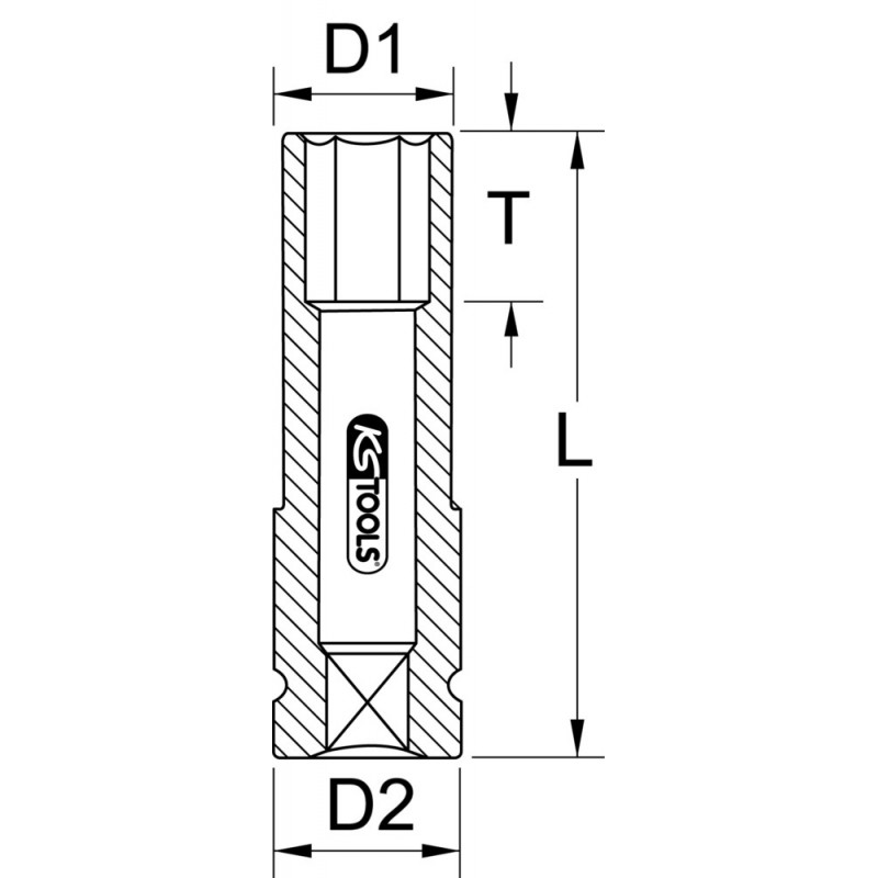 Douille à chocs 1/2'', revêtement ABS pour jantes aluminium, 22 mm KS Tools | 515.2022