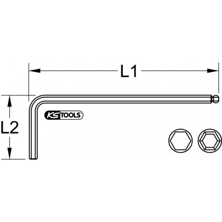 Clé mâle 6 pans à tête sphérique extra-longue, 5 mm KS Tools | 151.3105