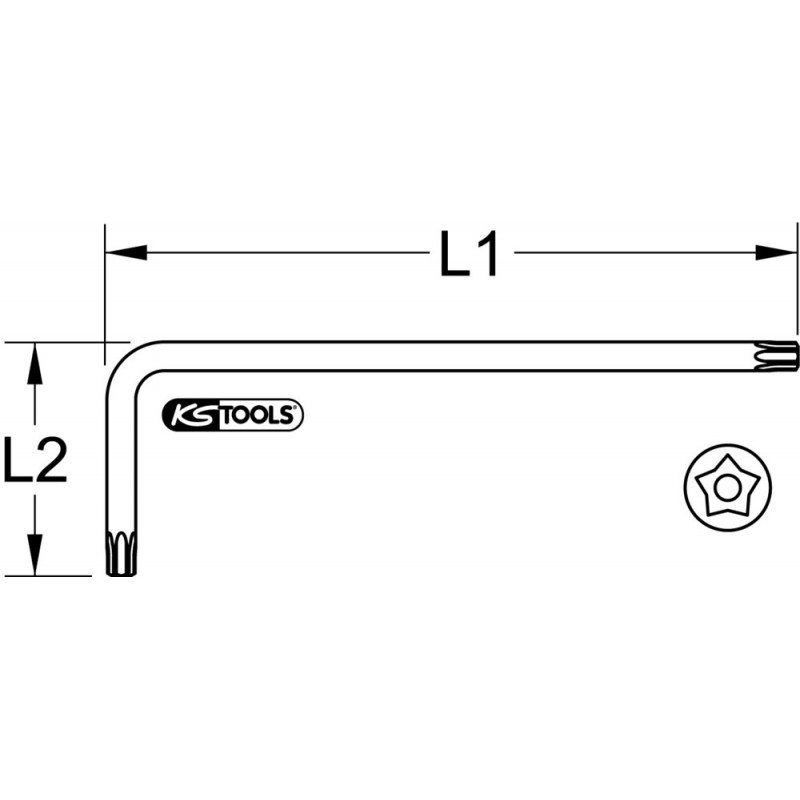 Clés mâles 5 pans percées extra longues T30 KS Tools | 151.2476