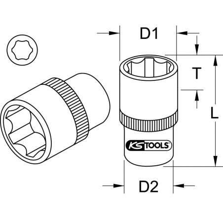 Douille ULTIMATE 6 pans 3/8", 1/2" - KS Tools | 922.3905