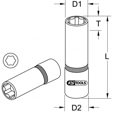 Douille longue ULTIMATE 3/8", 5/8" - KS Tools | 922.3925