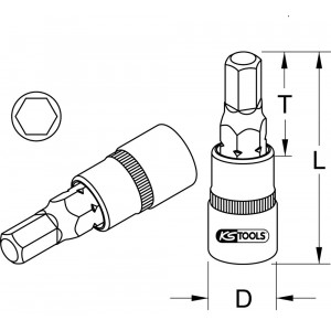 KS TOOLS 922.3852 ULTIMATE Llave De Vaso Hexagonal 3/8" (110 Mm, 6 Mm) - Acabado Cromado Satinado