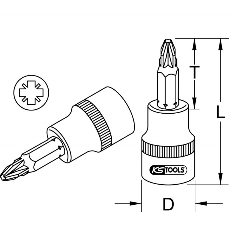 Douille tournevis ULTIMATE POZIDRIV 1/2", L.55 mm - PZ2" - KS Tools | 922.1658