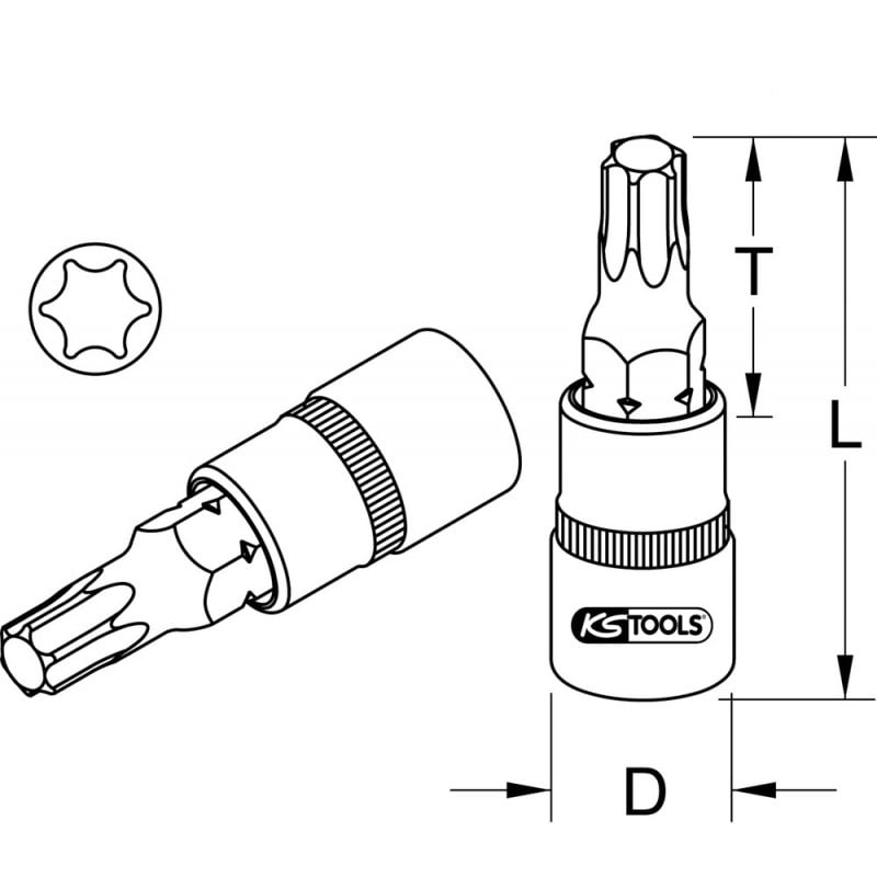 Douille tournevis ULTIMATE TORX 3/8", L.50 mm - T55" - KS Tools | 922.3937