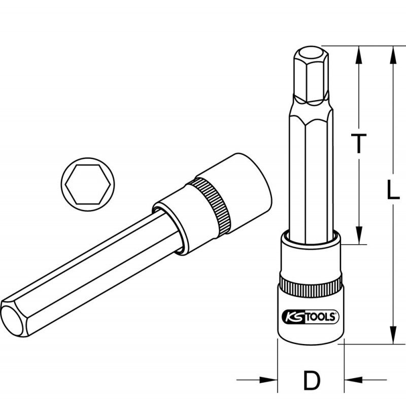 Douille tournevis ULTIMATE 6 pans 1/2", L.110 mm - 6 mm" - KS Tools | 922.1710