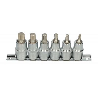 Rail de 6 douilles tournevis XZN, L.55 mm - 1/2" - M5 à M14" - KS Tools | 922.1870