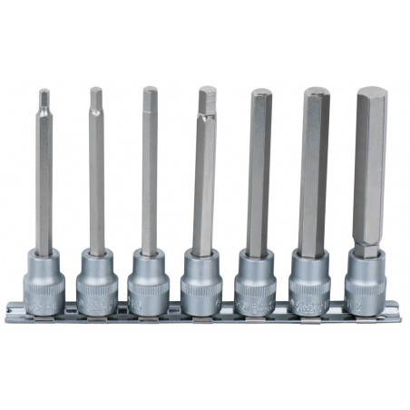 Rail de 7 douilles tournevis longues 6 pans 3/8", 4 à 12 mm " - KS Tools | 922.3897