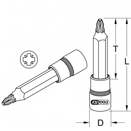 Douille tournevis ULTIMATE POZIDRIV 1/2", L.110 mm - PZ3" - KS Tools | 922.1707