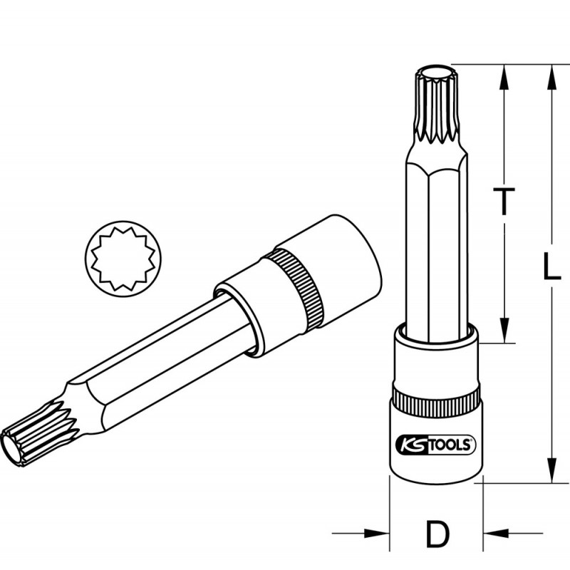 Douille tournevis ULTIMATE XZN 1/2", L.110 mm - M14" - KS Tools | 922.1724