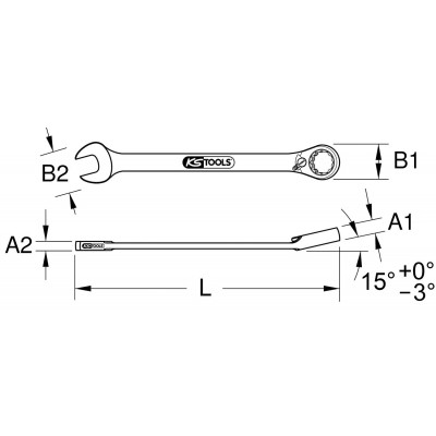 Clé mixte à cliquet réversible GEARplus®, 17 mm KS Tools | 503.4617