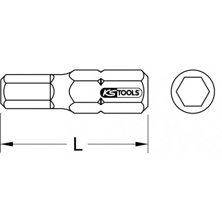 Embout de vissage 6 pans, L.30 mm - 5/16'' - 7 mm KS Tools | 911.5127