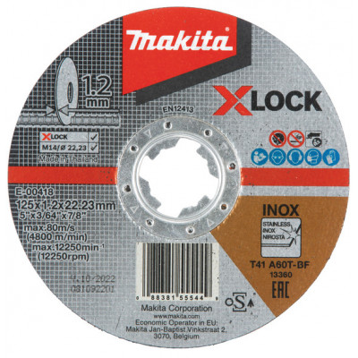 Disque à tronçonner X-Lock pour inox (125x1.2x22.23mm)- Makita | E-00418