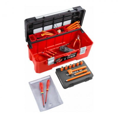 Mallette à outils équipée Wiha 42069 pour électricien, pour les artisans,  pour apprentis, pour professionnels, VDE 116 p