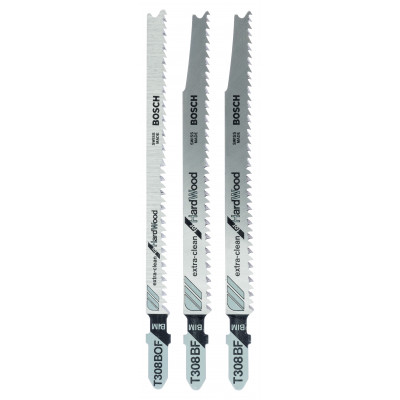 Kit 3 Lames scie sauteuse - Clean Bois dur T308BF, T308BOF - BOSCH | 2 609 256 A13